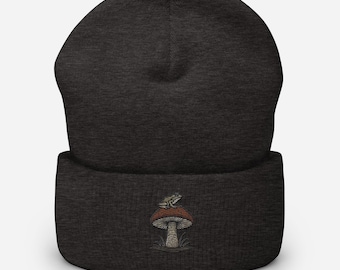 Embroidered Frog Mushroom Beanie – Top Hopper Society