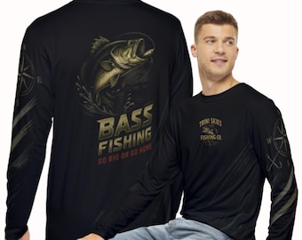 Long Sleeve Fishing Shirt, Perfect for Anglers, Casual Outdoor Wear, Fishing Trip Apparel, Great for Holidays and Gifts, Bass Fishing