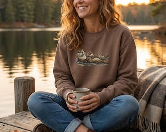 Sweat-shirt en forme de loutre - Col ras du cou confortable pour une famille d'animaux de la faune, Cadeaux pour les amoureux de la nature