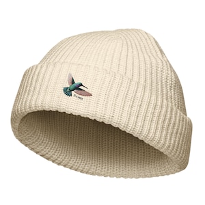 Embroidered Bird Hat Hummingbird Fisherman Beanie – Cozy Bird Watcher Hat Nature Hat