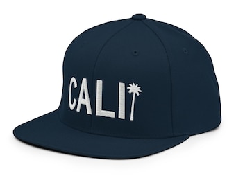 Embroidered California Snapback Hat, Cali Flat Brim Cap