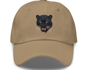 Gorra de papá bordada con Pantera Negra – Gorra de sarga de algodón de perfil bajo