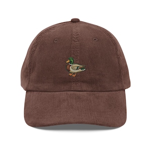 Embroidered Mallard Duck Vintage Corduroy Cap | Nature-Inspired Hat