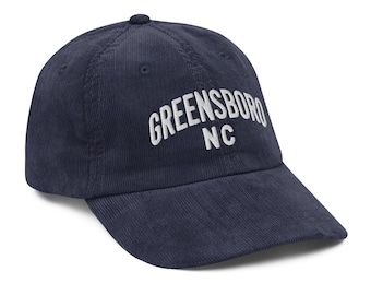 Gorra de pana vintage bordada de Greensboro, Carolina del Norte / Sombrero de viaje de Carolina del Norte, regalo