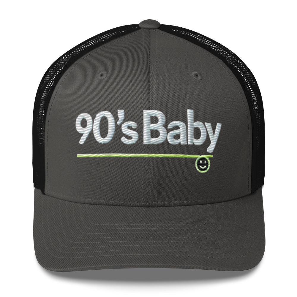 Embroidered 90's Baby' Trucker Cap – Mesh Back, Adjustable