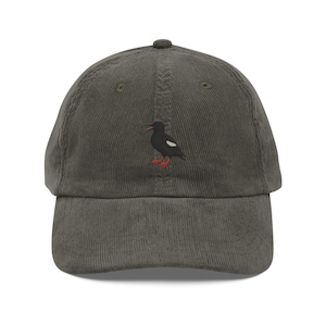 Guillemot Embroidered Corduroy Cap – Vintage Bird Hat Adjustable