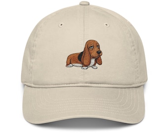 Embroidered Basset Hound Organic dad hat Minimalist Dog Lover Cap Adjustable