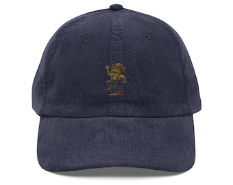 Dancing Frog Embroidered Corduroy Hat – Western Cowboy Frog Hat Vintage Inspired