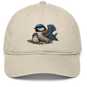 Embroidered Bird and Baby Organic Dad Hat Nature Hat
