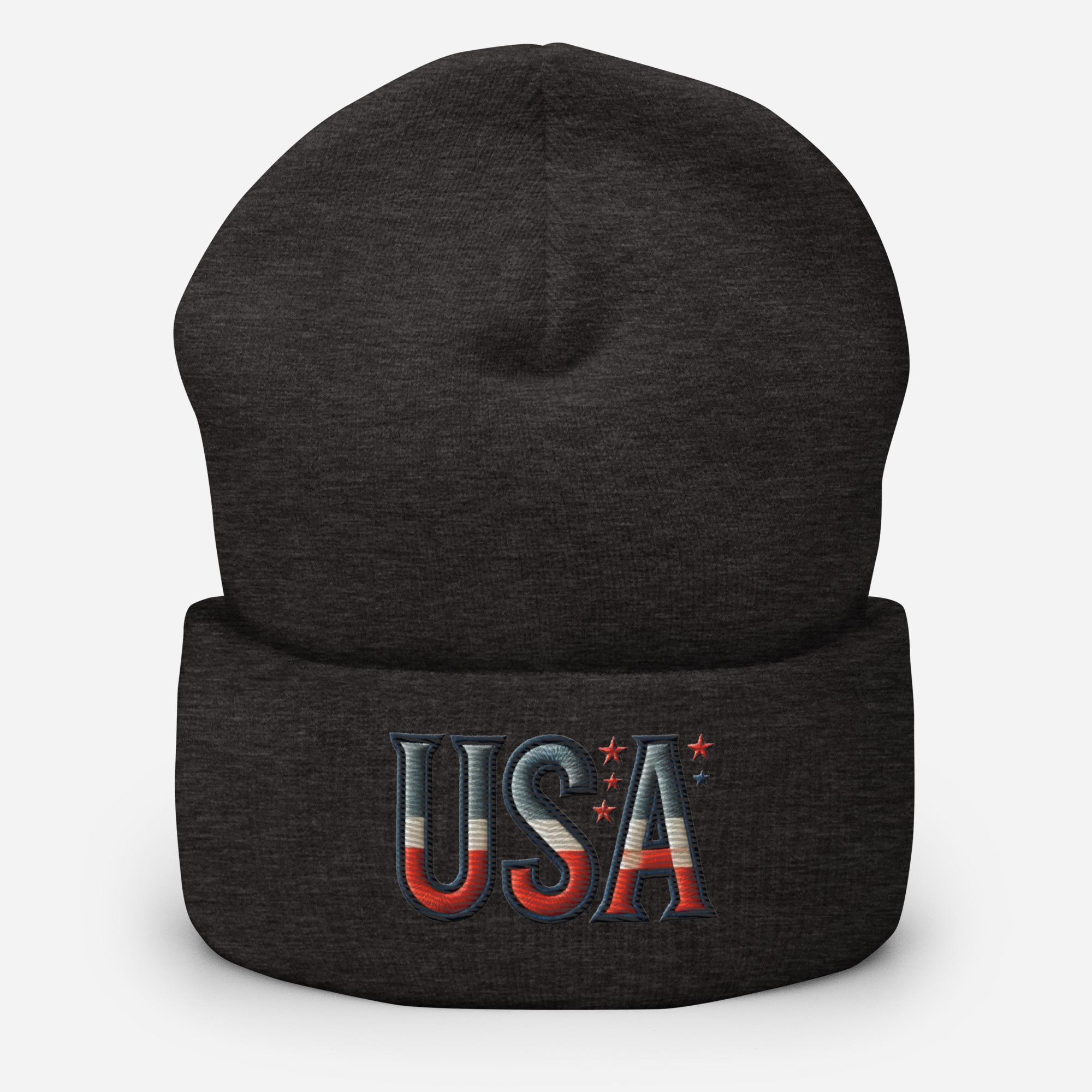 Embroidered USA Cuffed Beanie - Cozy Style for All Seasons  display picture 2