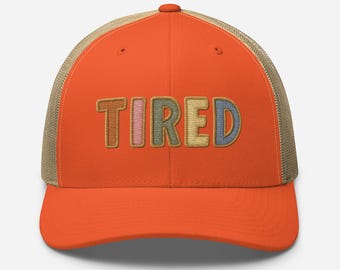 TIRED Embroidered Hat – Minimalist Trucker Cap, Retro Style