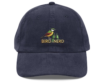 Embroidered Bird Nerd Vintage Corduroy Cap – Adjustable Wildlife Hat