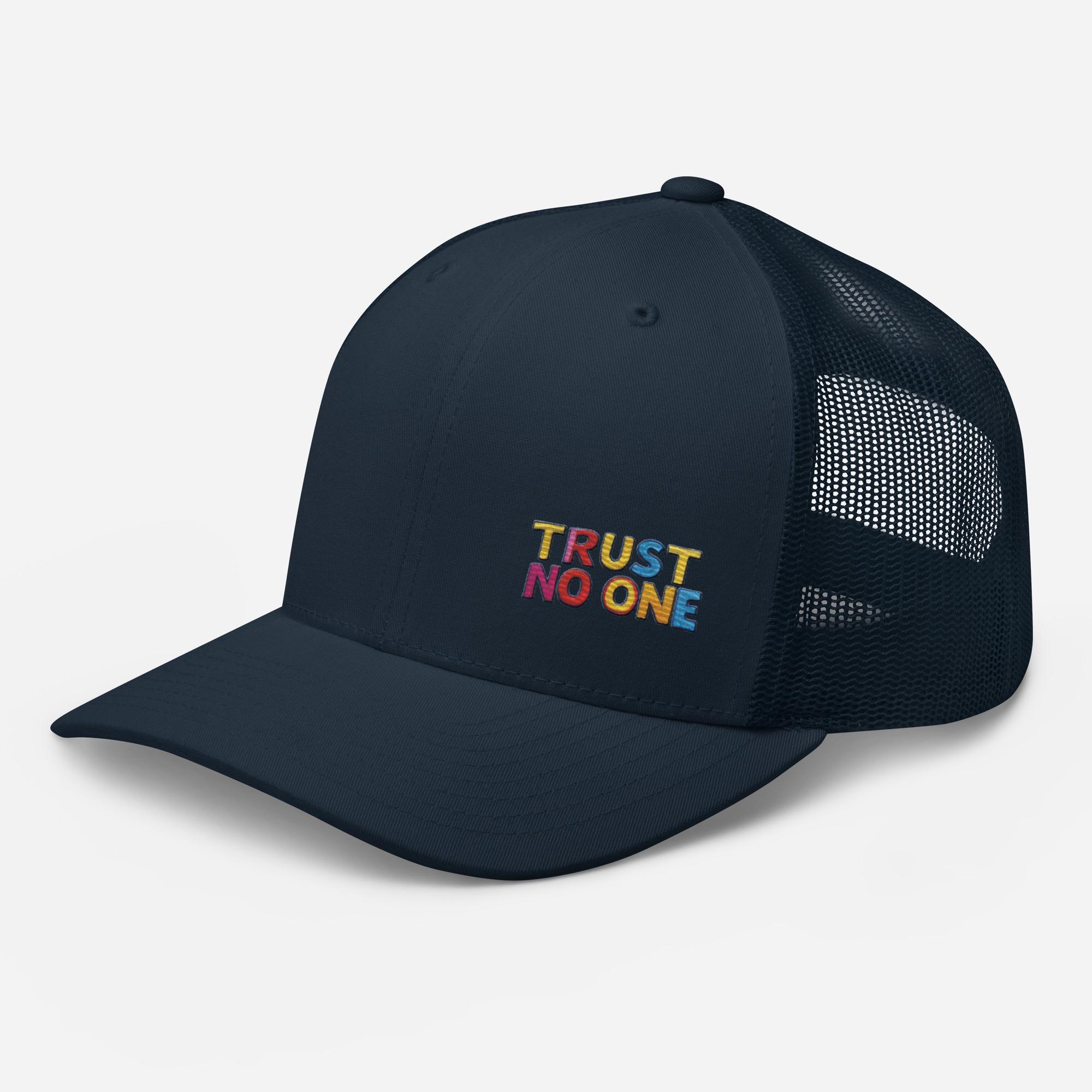 Trust No One Embroidered Trucker Cap Adjustable Mesh 
