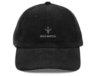Cappello da papà in velluto a coste ricamato con uccello / Logo minimalista della fauna selvatica, regali per gli amanti della natura