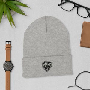 Army Ranger Cuffed Beanie Embroidered Patriotic Winter Hat for Rangers Supporters