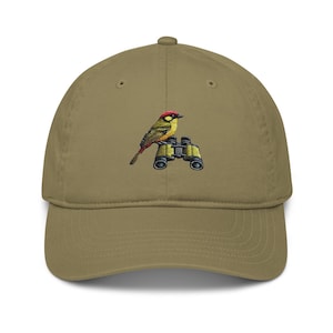 Embroidered Bird Watcher Organic Cotton Dad Hat – Eco-Friendly Wildlife Cap