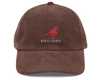 Bird Nerd Embroidered Hat | Cardinal Vintage Corduroy Cap Wildlife Hat