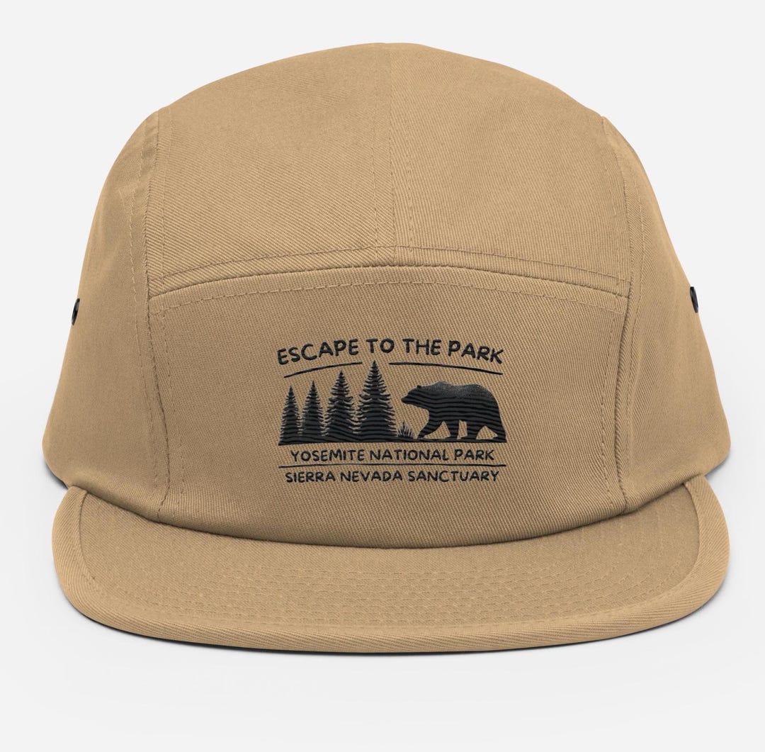 Yosemite National Park Embroidered Cap – Dark Green Gold Lettering, One Size Fits Most, Cotton-Polyester Blend
