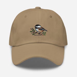 Chapeau d'oiseau brodé chapeau papa mésange réglable cadeau casquette d'observateur d'oiseaux à profil bas