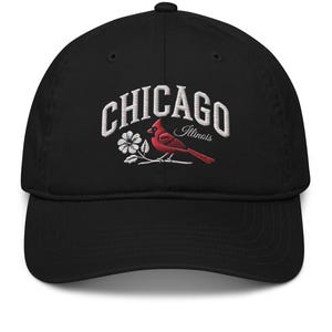 Gorro ecológico con bordado de pájaro cardenal de Chicago, Illinois, para amantes de la naturaleza