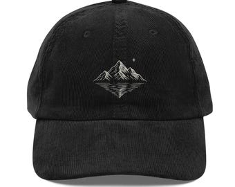 Mountain Reflection Corduroy Hat Outdoor Adventure Cap Rugged Mountain Lake Hat– Trini Skies Supply Co.
