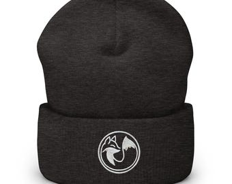 Foxy Embroidered Fox Cuffed Beanie - Cute Winter Hat
