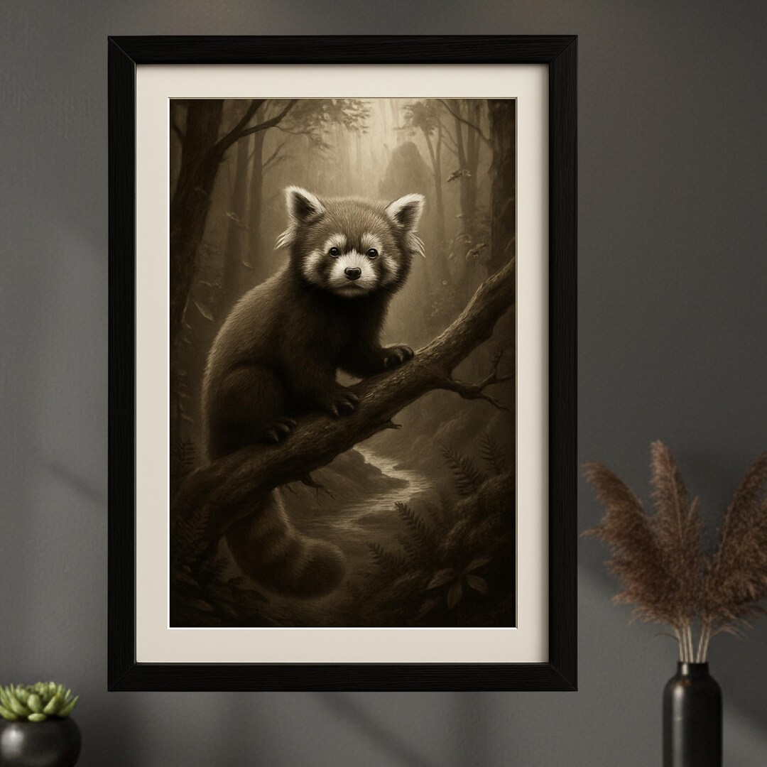 Red Panda Forest Art Print – Vintage Inspired Wildlife & Nature Wall ...