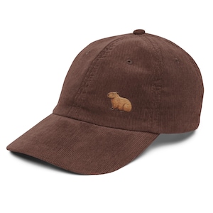 Broderad Capybara Corduroy Dad Hat Trendig djurvänlig keps
