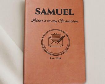 Personalized Vegan Leather Journal - Custom Letters to my Grandson  Keepsake Memory Book