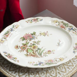 Vintage oval serving plate, meat plate, Marlborough, Royal Petal, Grindley, England, Lorraine pattern, flower dish,