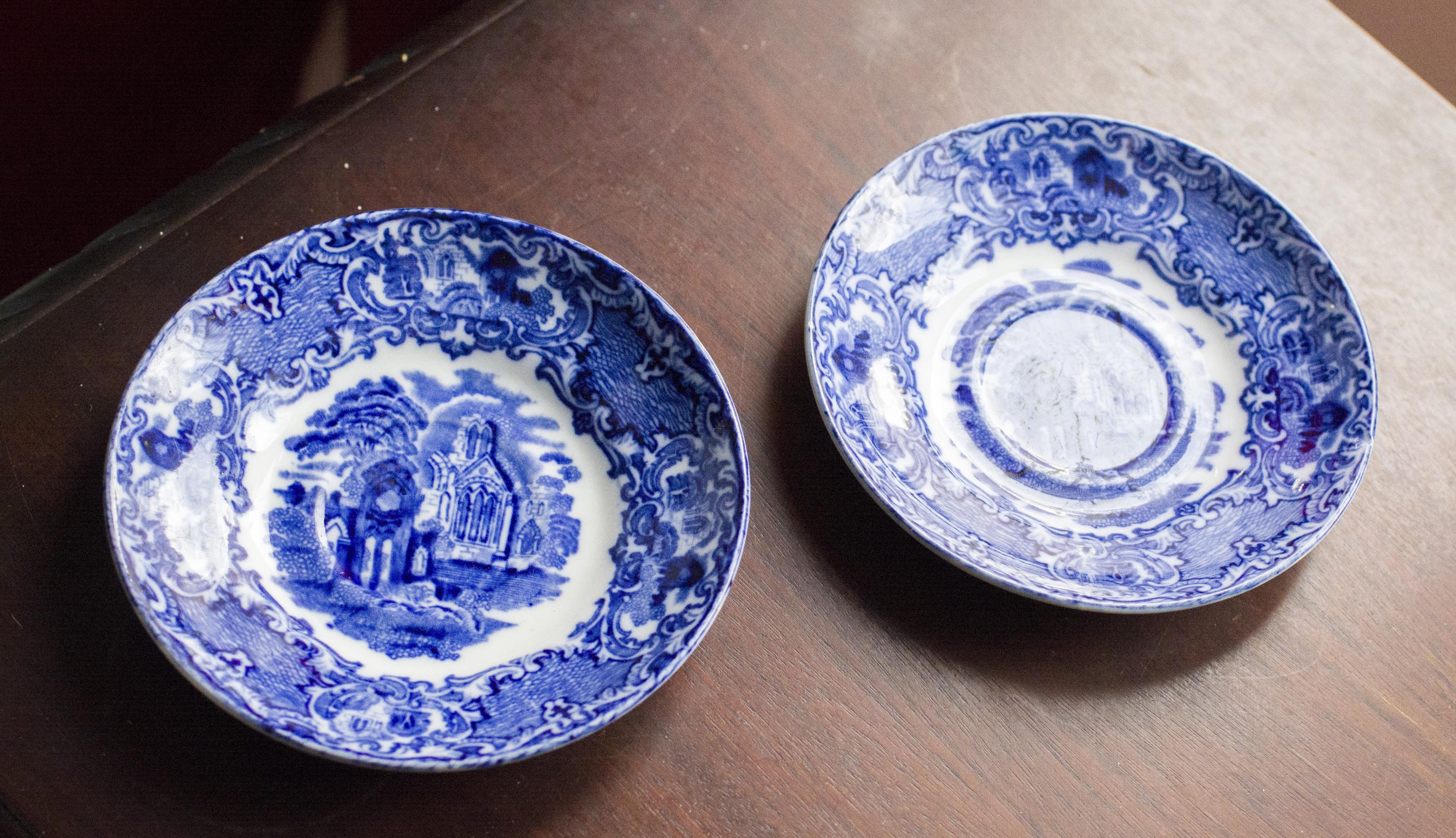 Set of 2 X Antique Plates/saucers, Blue and White, George Jones