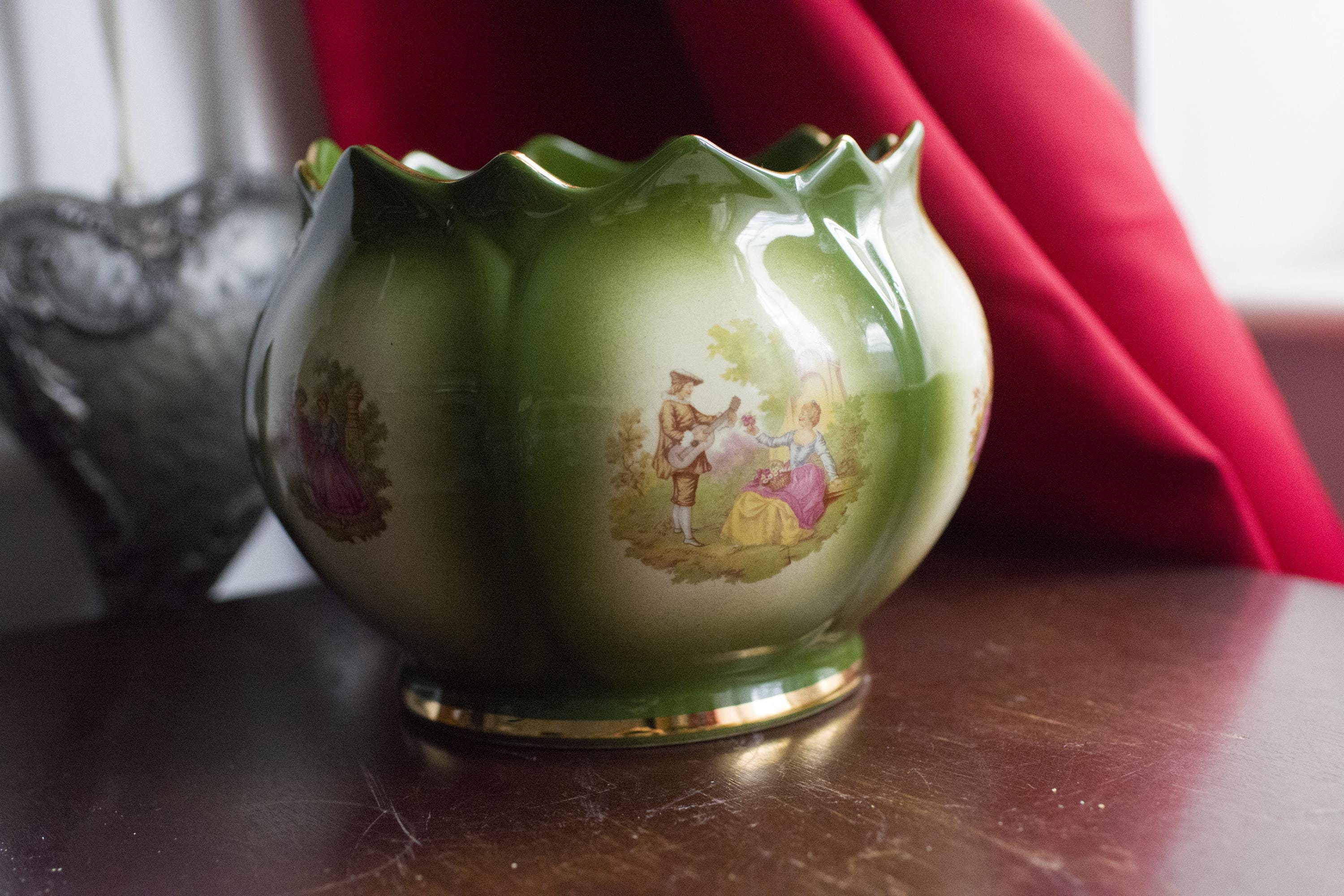 Jardiniere/bowl/flower Pot K. H. Pottery Staffordshire, Green