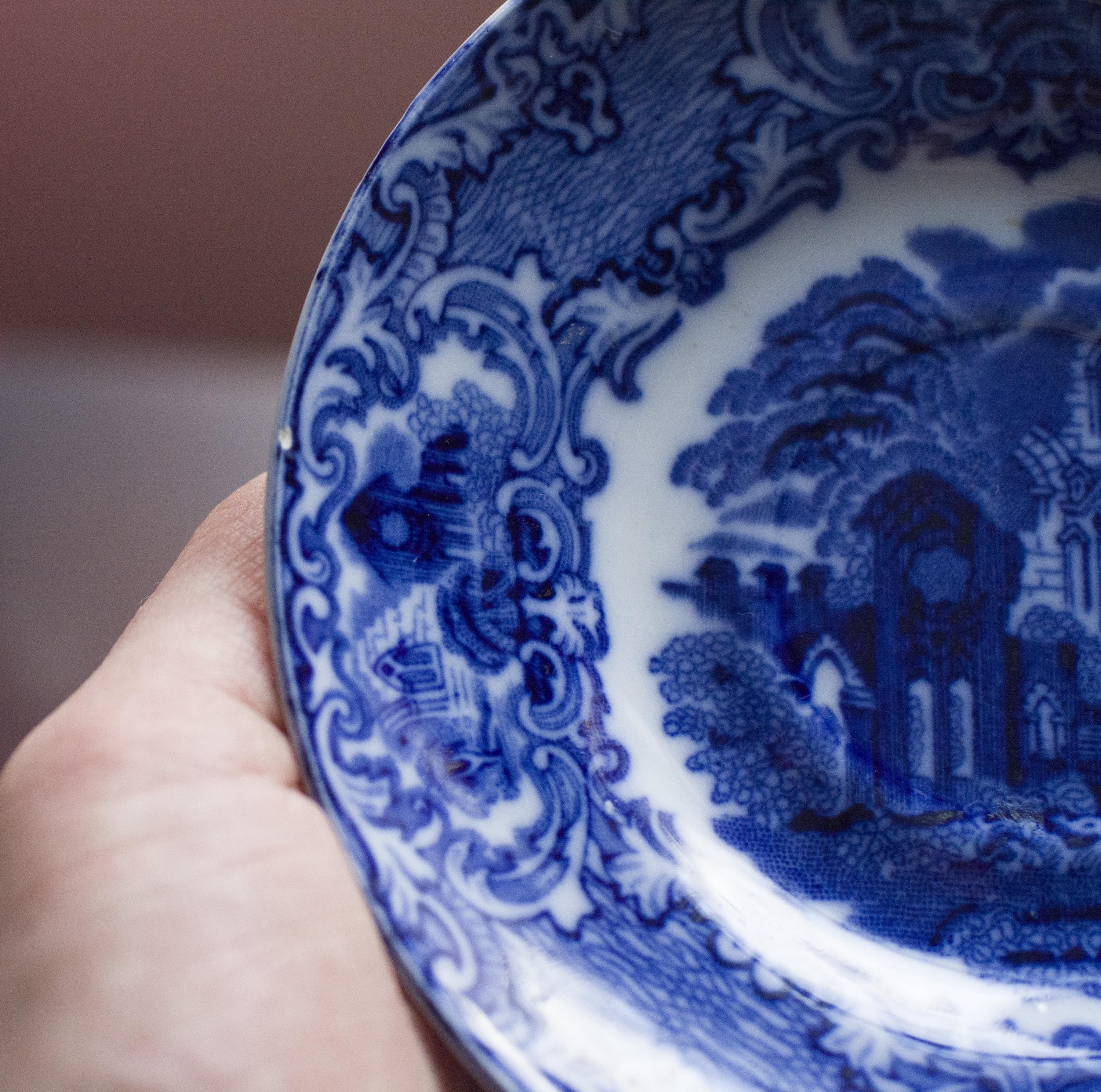 Set of 2 X Antique Plates/saucers, Blue and White, George Jones