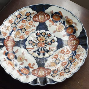 Large Imari Plate, 19th century, Japan antique plate, handpainted, Floral design, Collectibles, Japanese Imari Porcelain