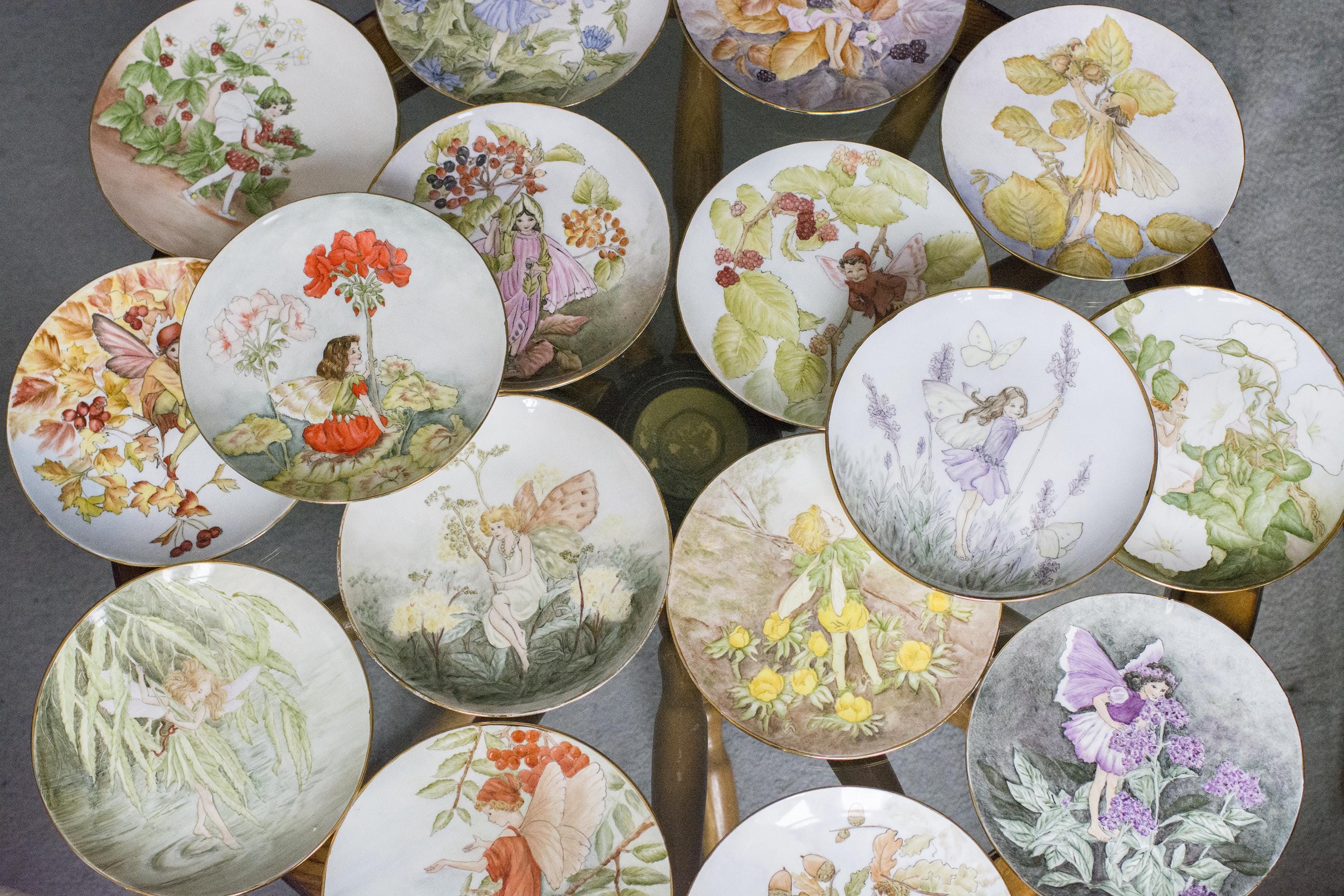Set of 16 Plates, Flower Fairies Plate by Cicely Mary Barker, HAND