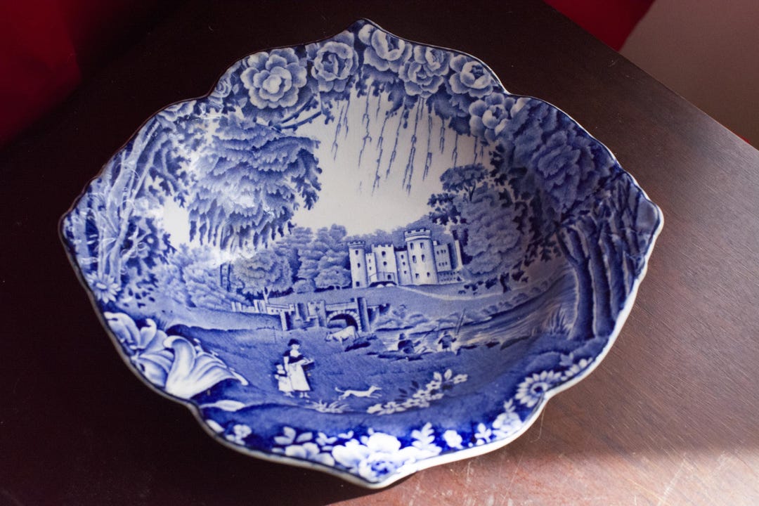 Vintage Enoch Woods Blue Castles Serving Bowl, Made in England