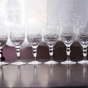 Set of 6, Edinburgh Cut Crystal Cordial/Port/Sherry glasses Vintage, Pattern ED18, c1930, Made in Scotland, handblown glasses, Capacity 70ml