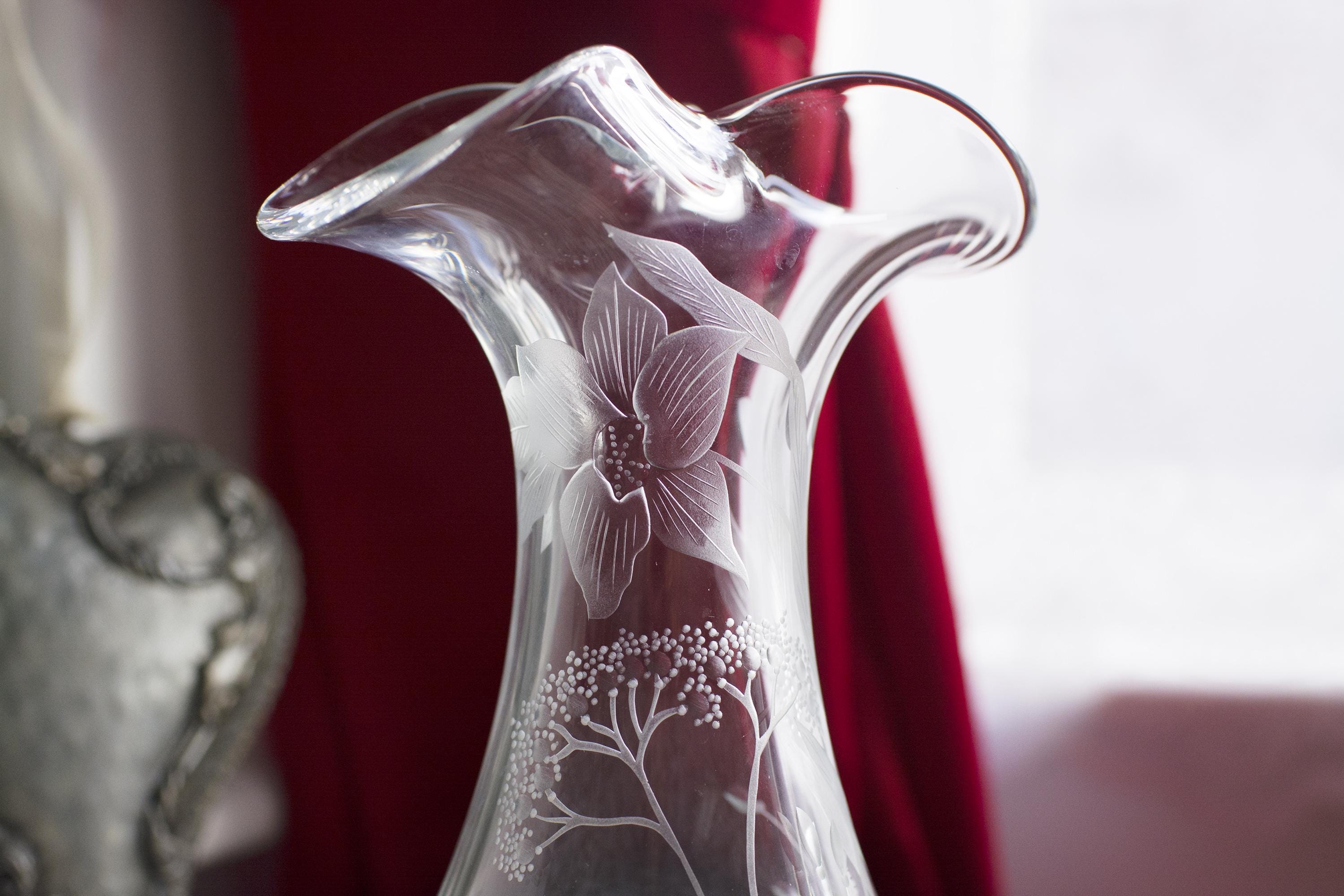 クリスタルガラスの花瓶、ドイツ製、キスリンガー製、花瓶、装飾ガラス