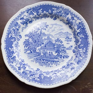 Wood & Sons Seaforth Blue Dinner Plate. Blue-and-white Wood & Sons Seaforth Blue Dinner Plate. Blue-and-white