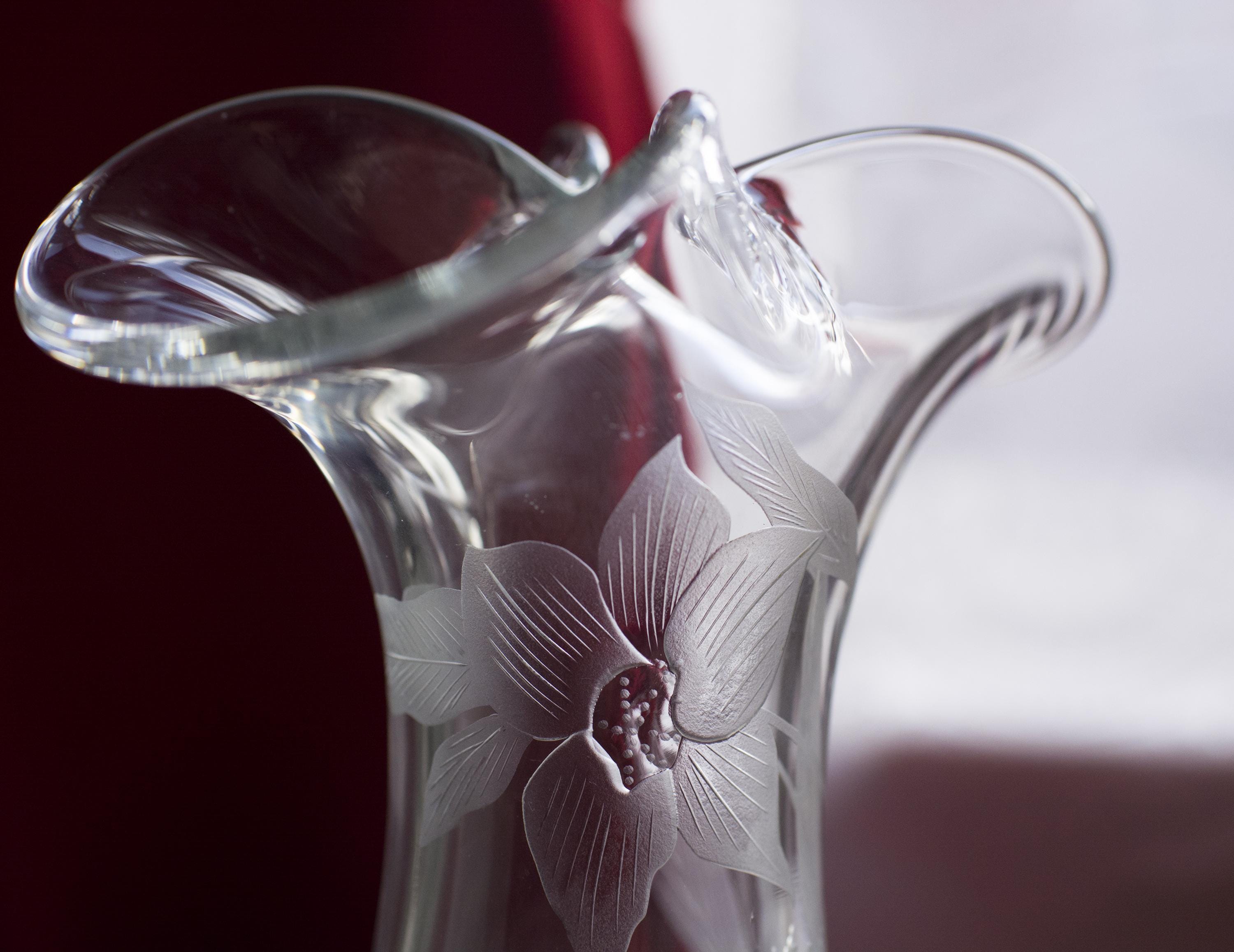 クリスタルガラスの花瓶、ドイツ製、キスリンガー製、花瓶、装飾ガラス