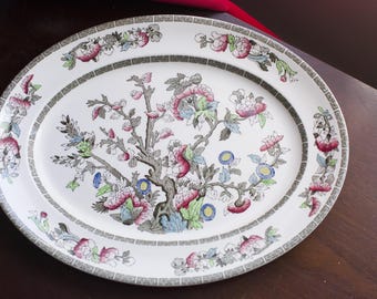 14” Oval Platter, Johnson Brothers Indian Tree, made in England, colourful vintage serving plate,