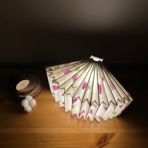 Handmade Foldable Lamp, Vintage Paper, Natural Lighting for Decoration and Meditation, Perfect Housewarming Gift, Ideal Valentine gift image 1