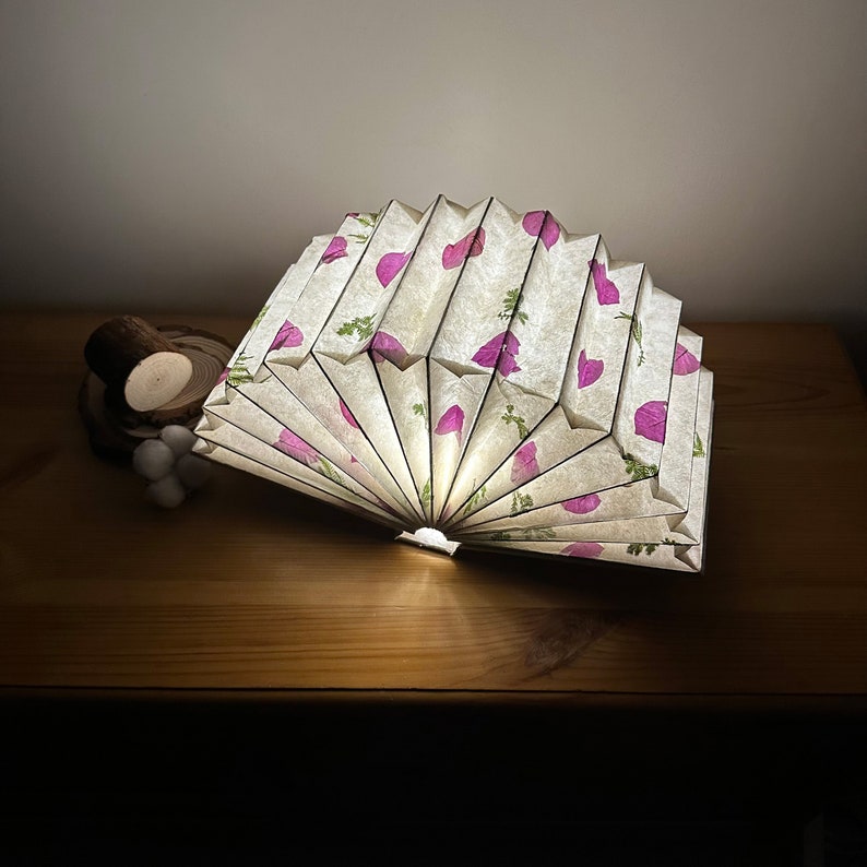 Handmade Foldable Lamp, Vintage Paper, Natural Lighting for Decoration and Meditation, Perfect Housewarming Gift, Ideal Valentine gift image 5