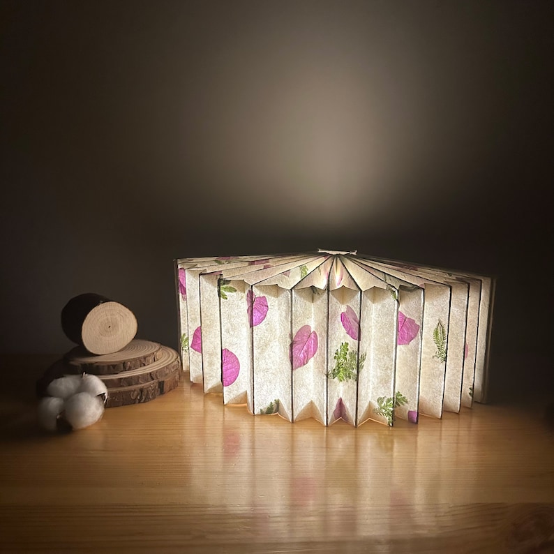 Handmade Paper Foldable Lamp, Unique Bedside Night Light, Decorative lamp, Aesthetic Home Decor, Housewarming Gift, Unique Decor. image 6