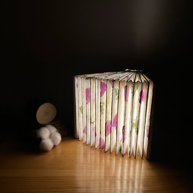 Handmade Foldable Lamp, Vintage Paper, Natural Lighting for Decoration and Meditation, Perfect Housewarming Gift, Ideal Valentine gift image 7