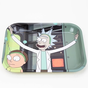2020 New Rick & Morty Design Smoke Tobacco Metal Rolling Tray Cigarette  Container Tobacco Grinder Storage for DIY Smoking Grinder