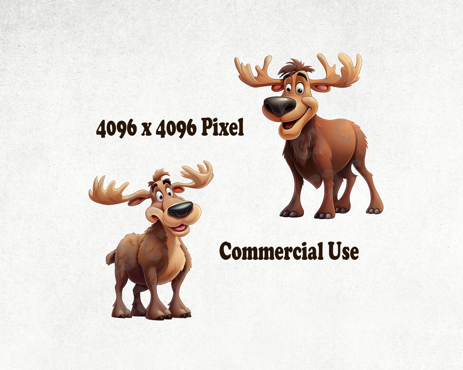 Cute Moose Clipart Bundle, Cartoon Moose Clip Art Set of 10 High ...