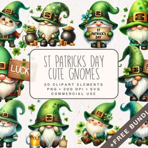 St. Patrick's Day Zwerge Clipart, süße Zwerge im PNG- und SVG-Format, grüne Illustrationen für kommerzielle Nutzung, Junk Journal, digitaler Download