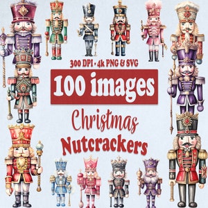 Kerst notenkraker clipartbundel, aquarel kerst notenkraker clip art-afbeeldingen in PNG- en SVG-indeling voor commercieel gebruik, digitale download