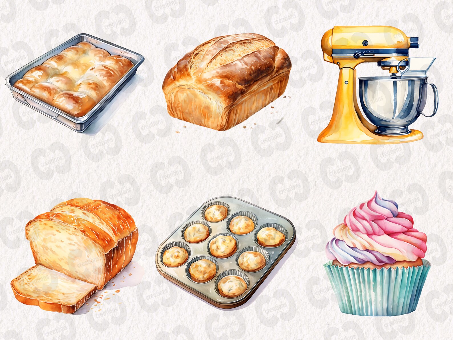 kitchen printable poster bakery print with watercolor... Watercolor Baking Clipart Bundle, Bakery Kitchen Graphics in PNG and ...